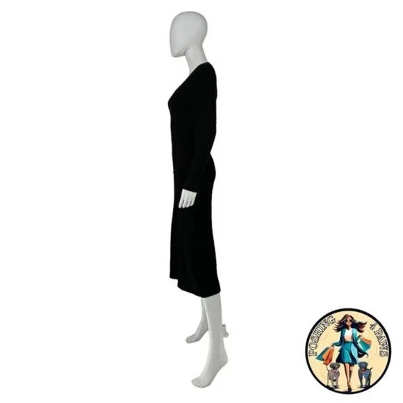 Hyacinth House NEW Black Brigid Knit Long Sleeve Midi Sweater Dress Size M - Picture 5 of 8